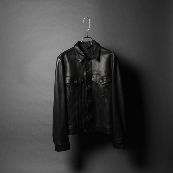 A.D.A.N /  Leather Trucker Jacket / BLACK