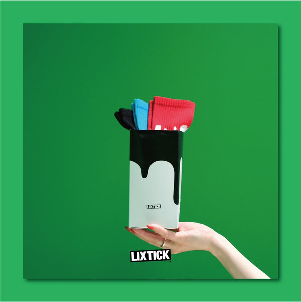 LIXTICK / DRIP SOCKS 3PACK / 2ND (BLUE,RED,BLACK)