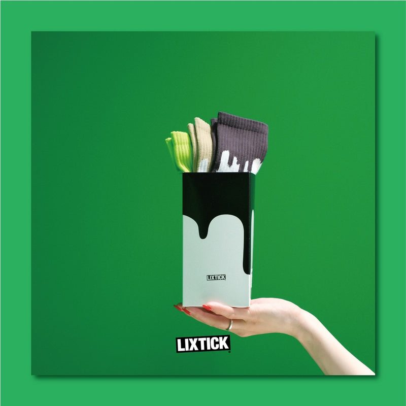 LIXTICK / DRIP SOCKS 3PACK / 5TH (SAFFETY GREEN,SAND,GREY)