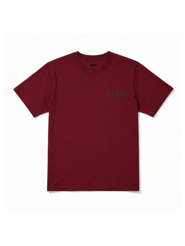 アダン ADAN A.D.A.N® / OFFICIAL MERCHANDISE LOGO TEE-BURGUNDY – A.D.A.N SHOP