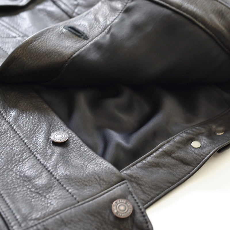 A.D.A.N /  Leather Trucker Jacket / BLACK